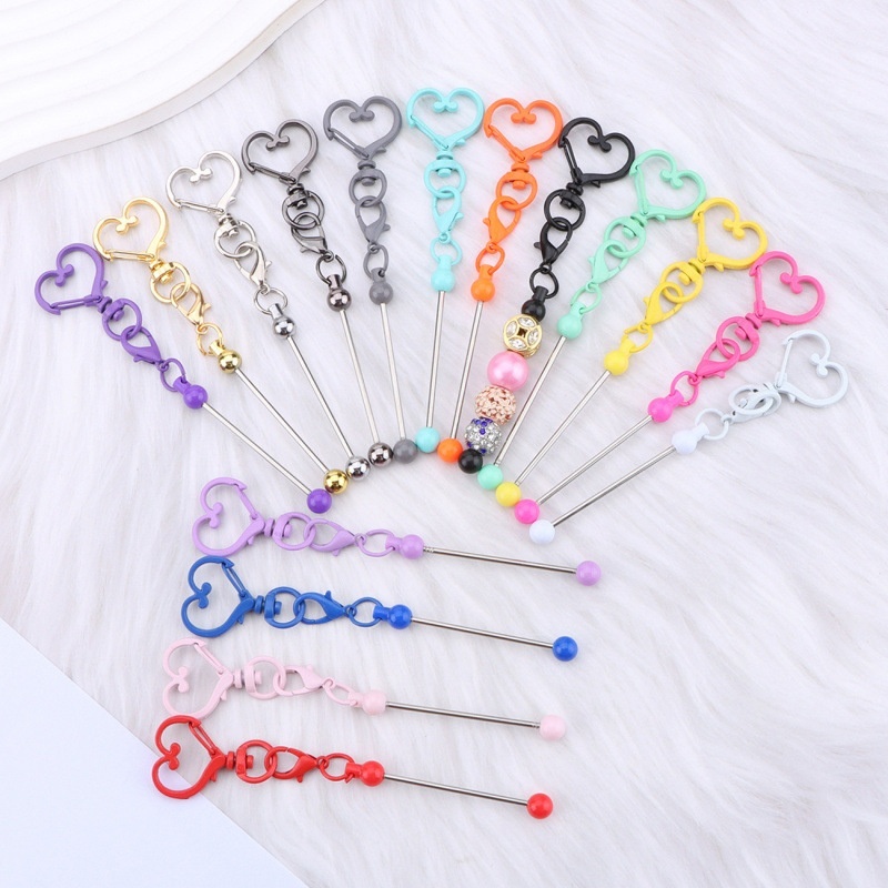 DIY Heart-Shaped Beaded Keychain Kit – Handmade Love Heart Accessory for Keys & Women’s Bags