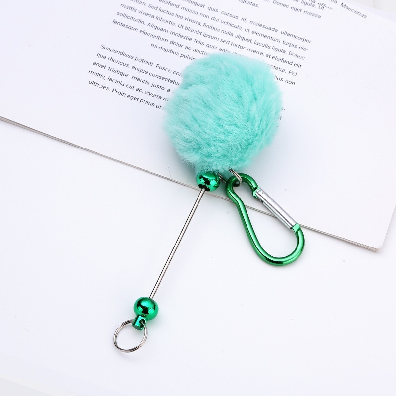Kawaii DIY Colorful Pom-Pom Keychain – Perfect Fluffy Backpack Charm for Students