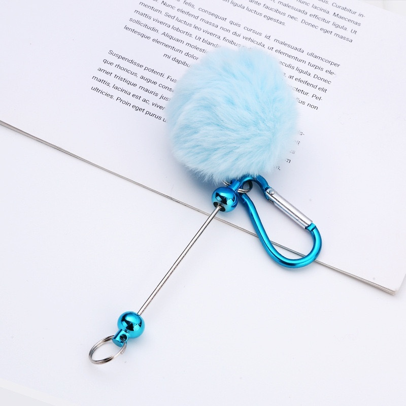 Kawaii DIY Colorful Pom-Pom Keychain – Perfect Fluffy Backpack Charm for Students