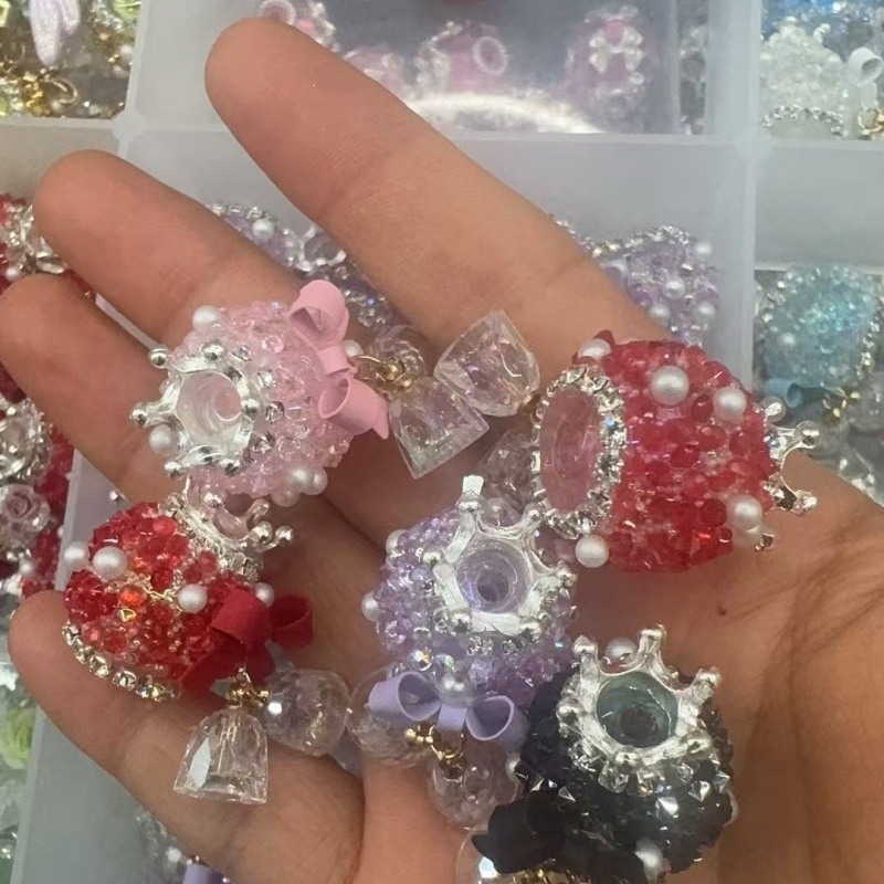 Bow Rhinestone Beads with Crystal Drop