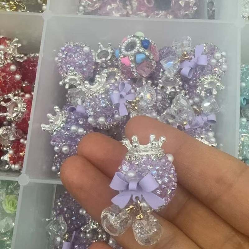 Bow Rhinestone Beads with Crystal Drop