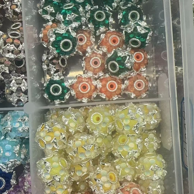 Silver Star Rhinestone Flower Beads