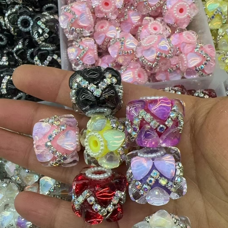 Iridescent Love Heart Beads for DIY
