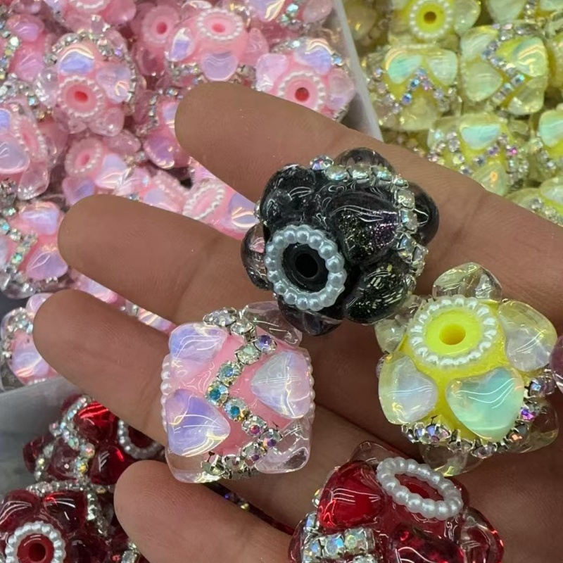 Iridescent Love Heart Beads for DIY