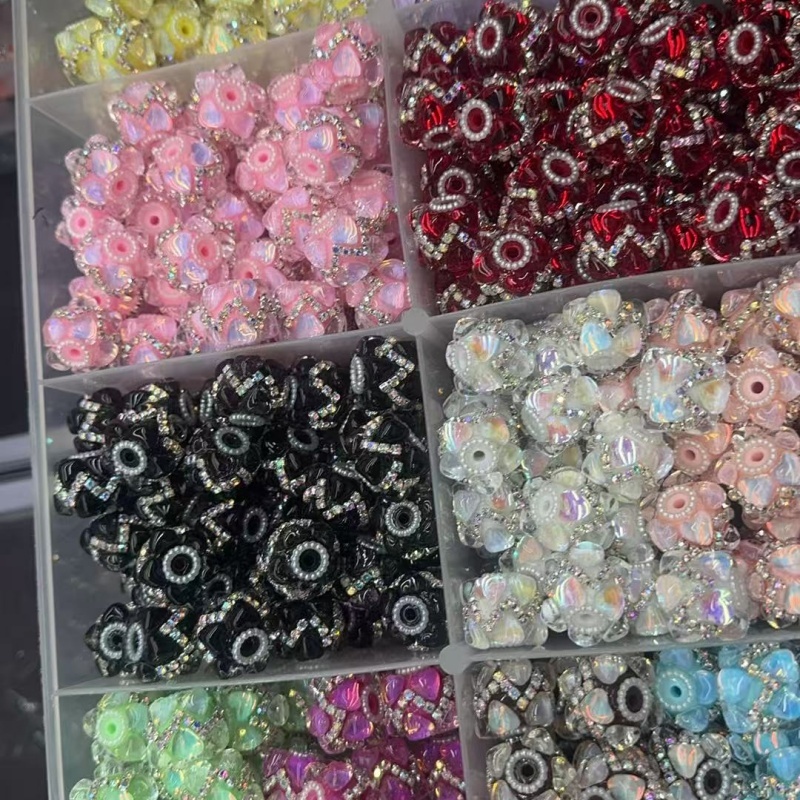 Iridescent Love Heart Beads for DIY