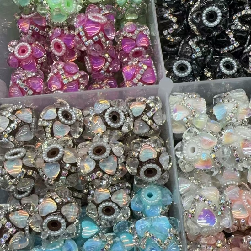 Iridescent Love Heart Beads for DIY