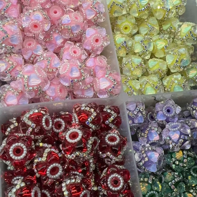 Iridescent Love Heart Beads for DIY