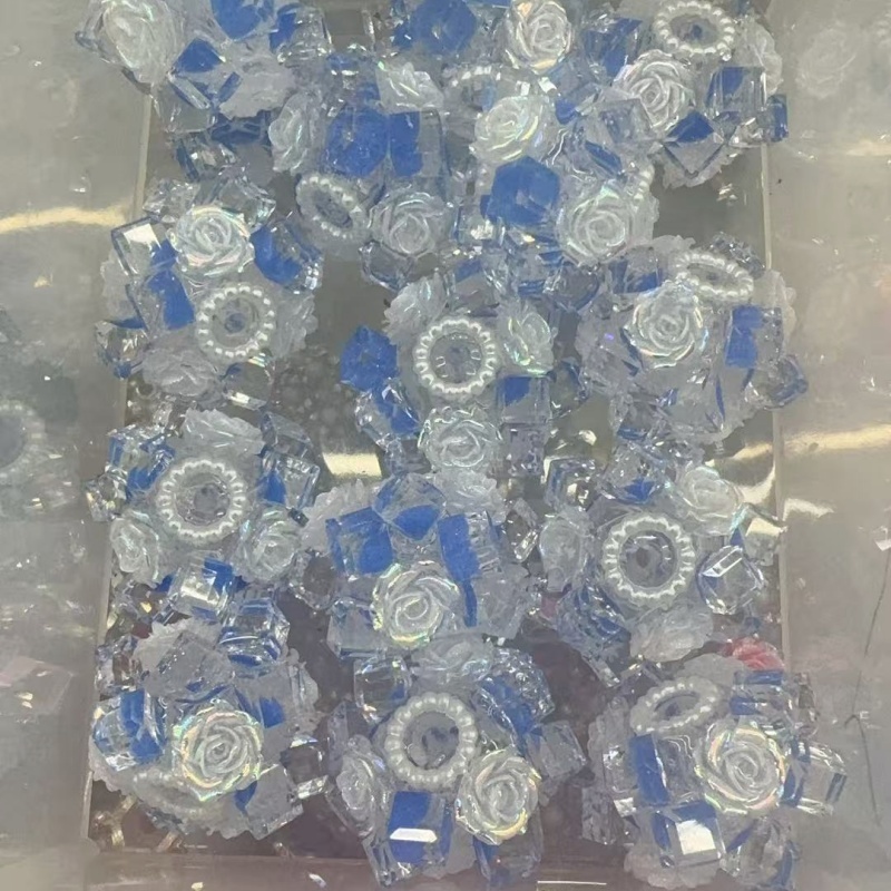 Bling Crystal Trim Rose Beads