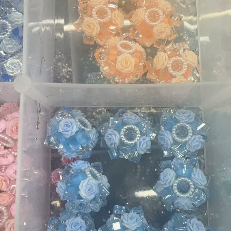 Bling Crystal Trim Rose Beads