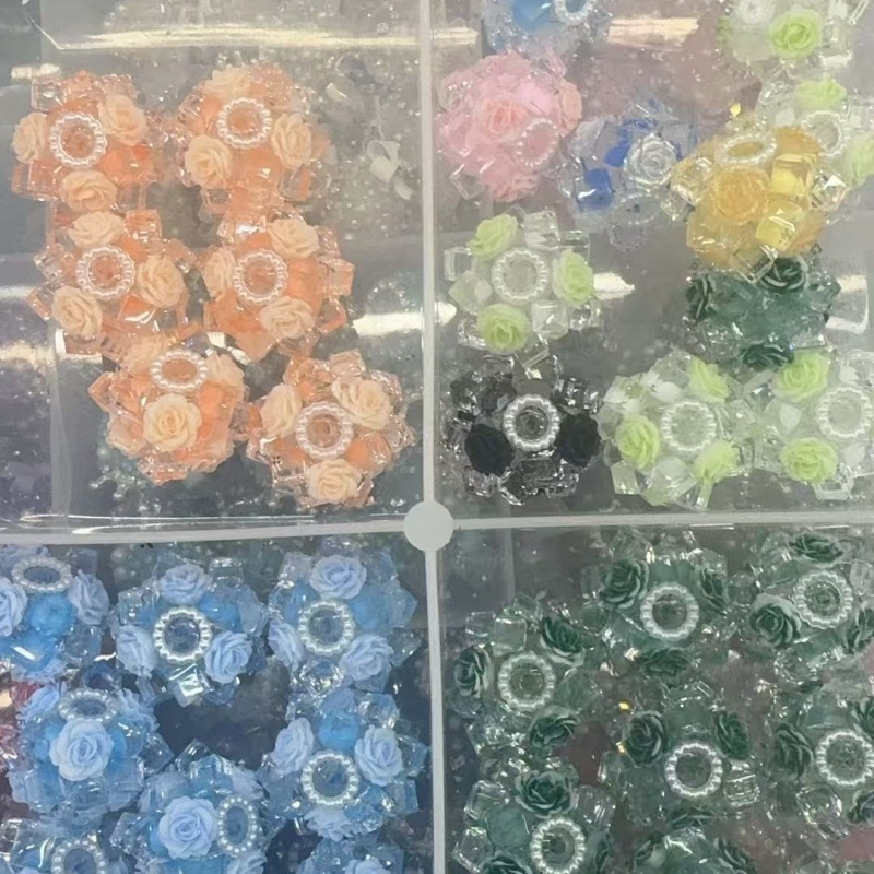 Bling Crystal Trim Rose Beads