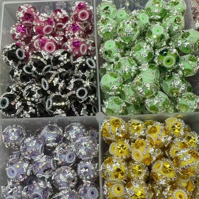Star & Bow Rhinestone Beads