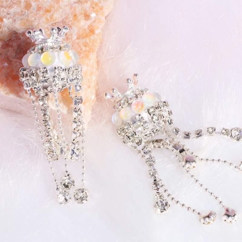 Crown Rhinestone Tassel Beads