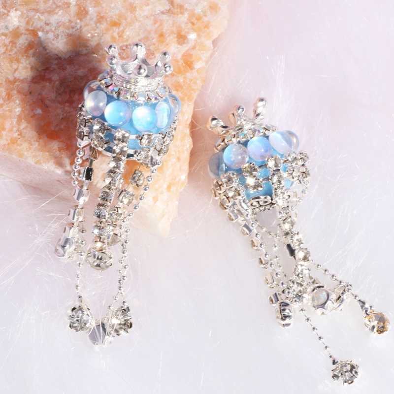 Crown Rhinestone Tassel Beads
