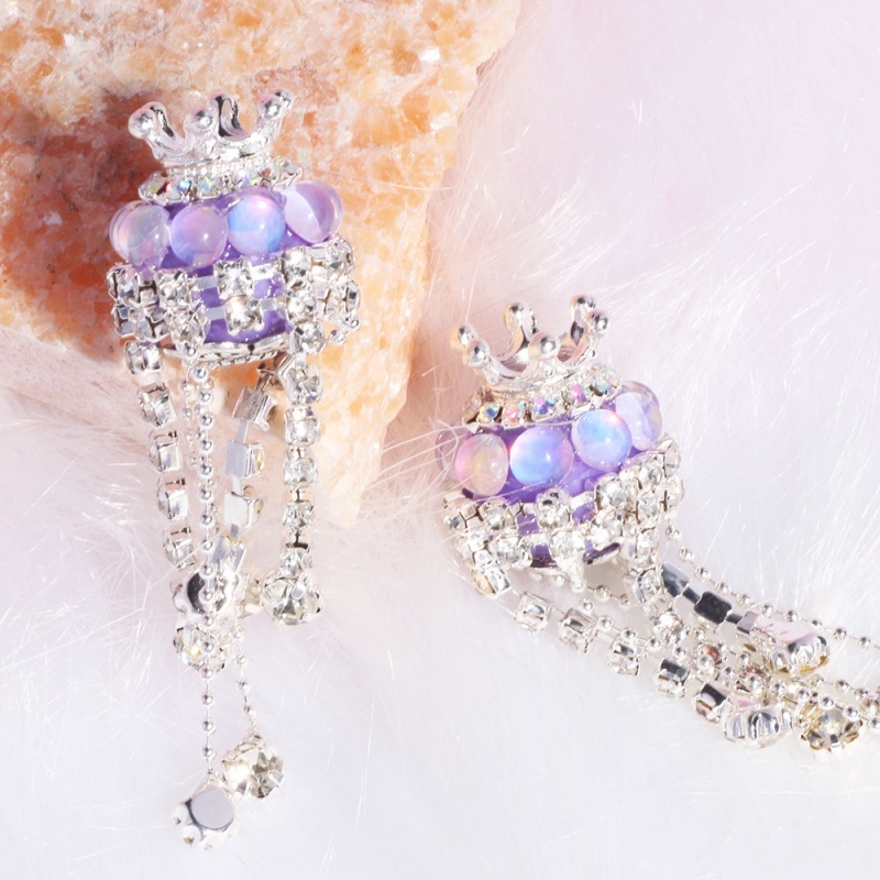Crown Rhinestone Tassel Beads