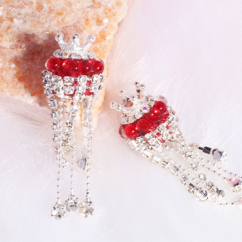 Crown Rhinestone Tassel Beads