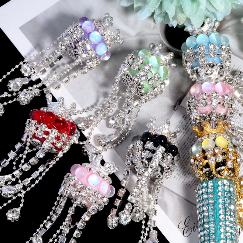 Crown Rhinestone Tassel Beads