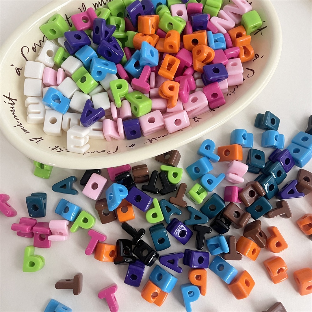 Acrylic Single Alphabet Beads Large Hole & Straight Hole Macaron Beads for Phone Chain & DIY Jewelry Making
