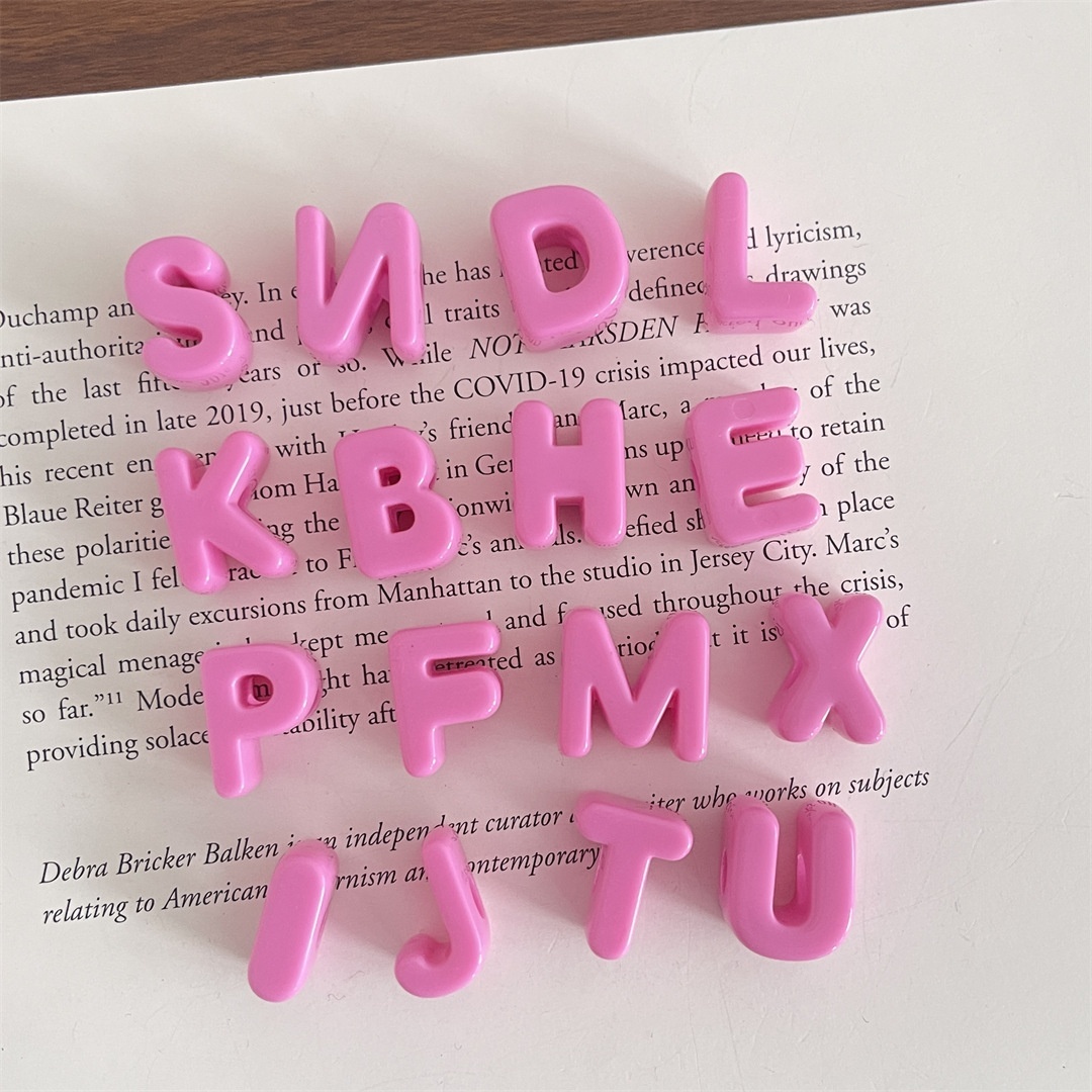 Acrylic Single Alphabet Beads Large Hole & Straight Hole Macaron Beads for Phone Chain & DIY Jewelry Making