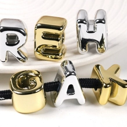 Golden Large Hole Acrylic Alphabet Beads DIY Jewelry Accessories Bag Charm Phone Chain Loose Beads