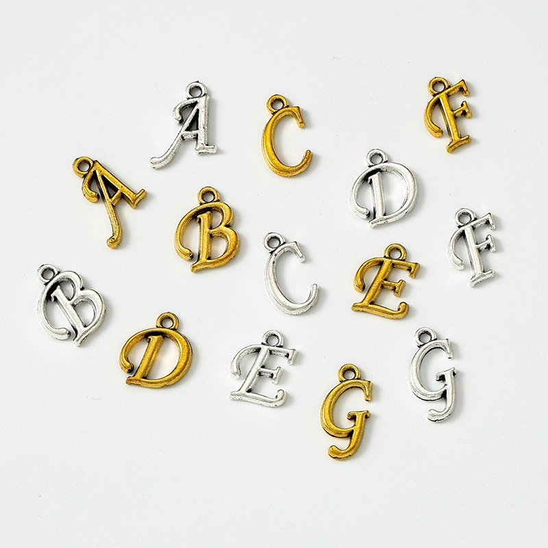 Zinc Alloy Alphabet Pendants DIY Jewelry Letter Charms for Bracelet Necklace Making Accessories