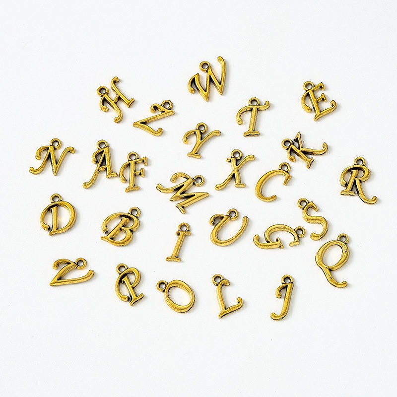 Zinc Alloy Alphabet Pendants DIY Jewelry Letter Charms for Bracelet Necklace Making Accessories
