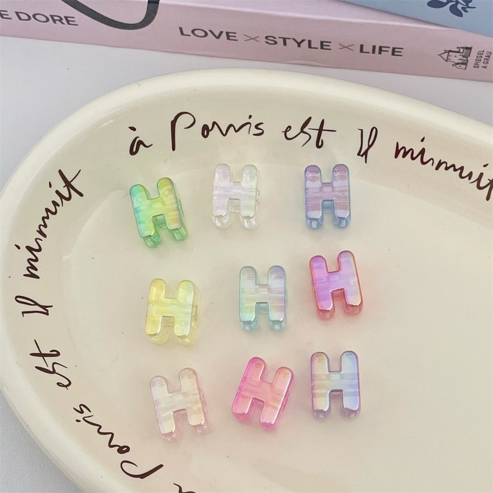 Colored Plated Large Hole Alphabet Beads DIY Jewelry Making Loose Beads Accessories