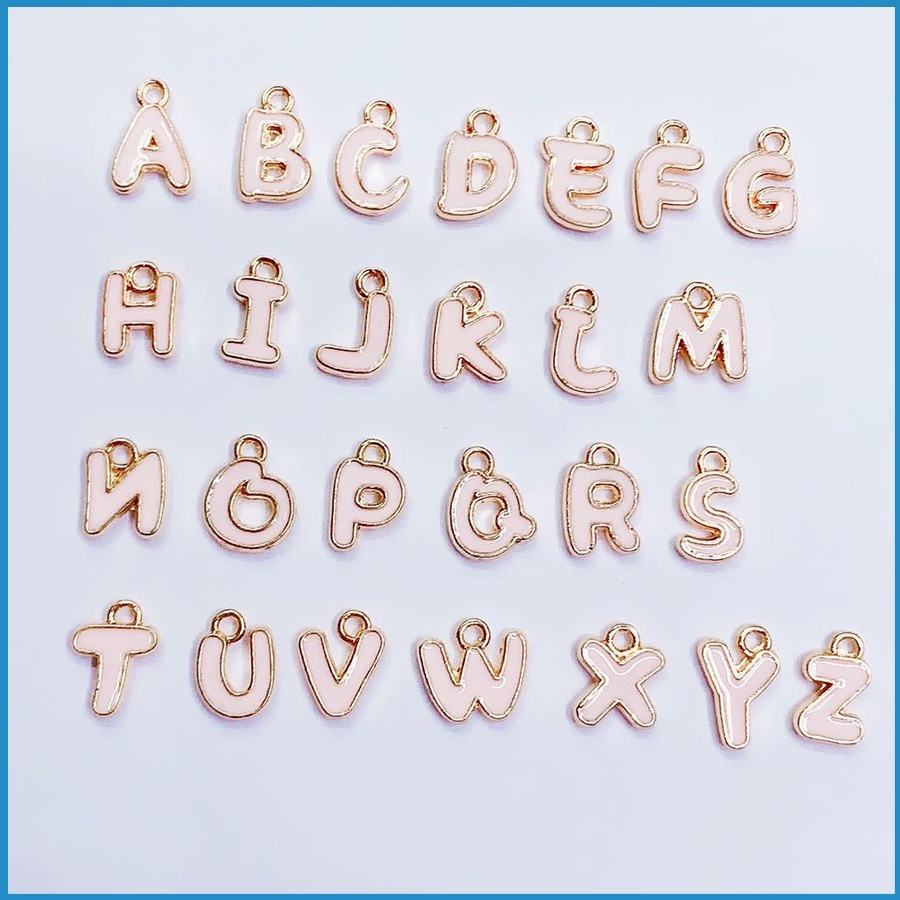 26 Pcs Double-sided Oil-dripping Alloy Letter Charms Multi-color Set, DIY Bracelet Earring Accessories