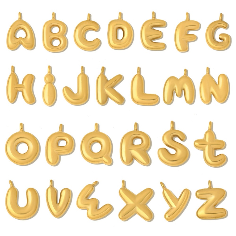 26 Letters Bubble Stainless Steel Pendants Gold Plated Alphabet Charm Elegant Women Titanium Steel Necklace Jewelry