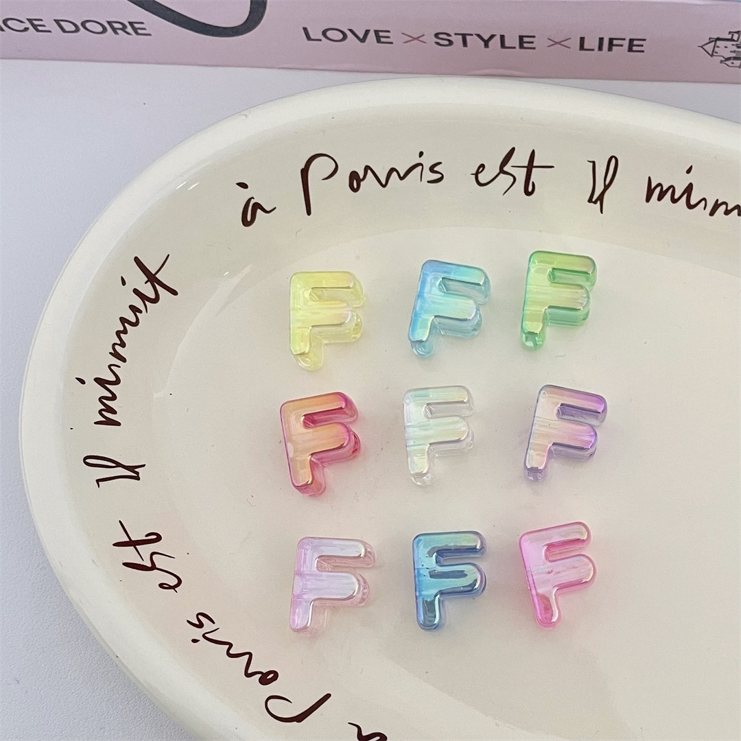 Colored Plated Large Hole Alphabet Beads DIY Jewelry Making Loose Beads Accessories