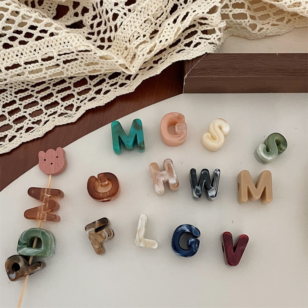 Macaron Glassy Acrylic Alphabet Large Hole Beads Straight Hole Loose Beads DIY Phone Chain Accessories