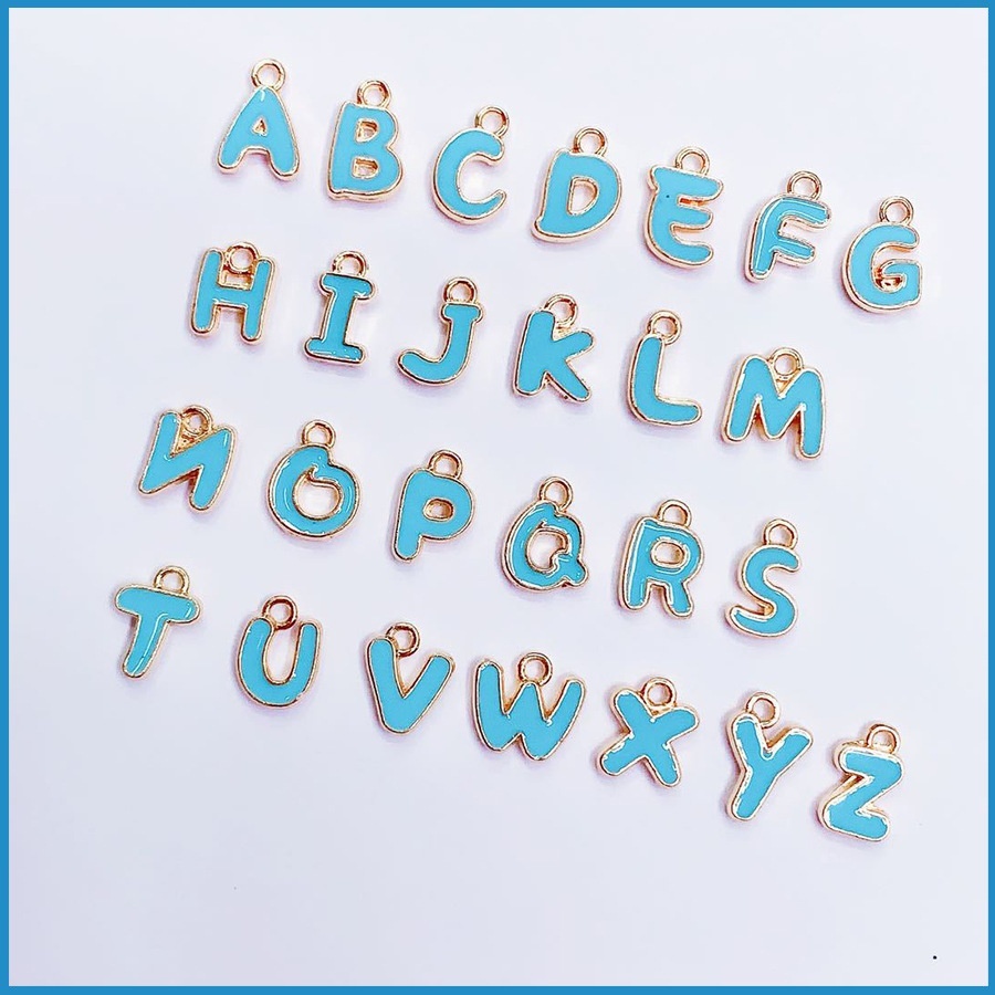 26 Pcs Double-sided Oil-dripping Alloy Letter Charms Multi-color Set, DIY Bracelet Earring Accessories