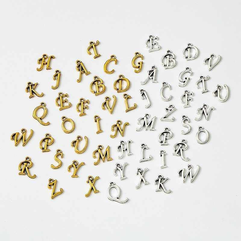 Zinc Alloy Alphabet Pendants DIY Jewelry Letter Charms for Bracelet Necklace Making Accessories