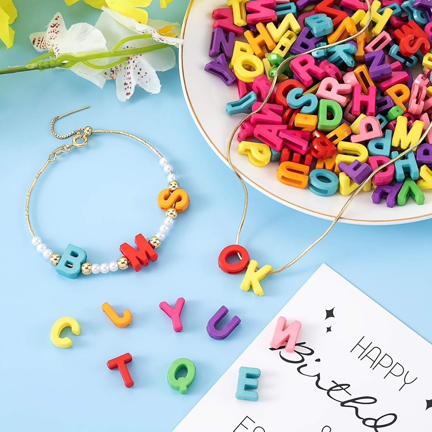 26Pcs Mixed 3D Acrylic Alphabet Charms DIY Phone Chain Necklace Earring Jewelry Making Accessories
