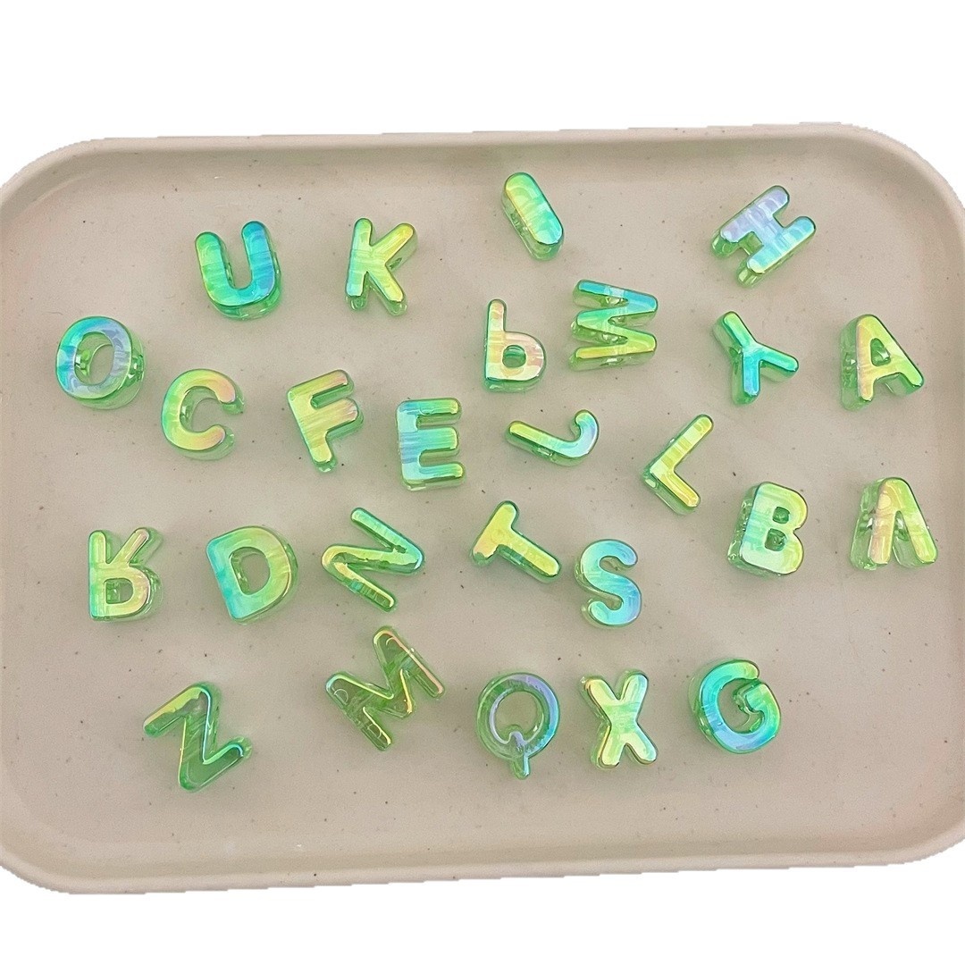 Colored Plated Large Hole Alphabet Beads DIY Jewelry Making Loose Beads Accessories