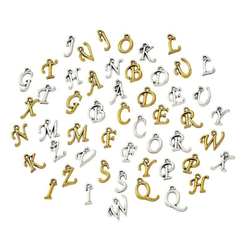 Zinc Alloy Alphabet Pendants DIY Jewelry Letter Charms for Bracelet Necklace Making Accessories