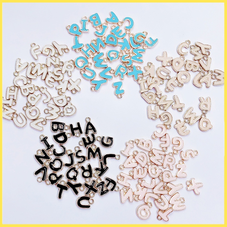 26 Pcs Double-sided Oil-dripping Alloy Letter Charms Multi-color Set, DIY Bracelet Earring Accessories
