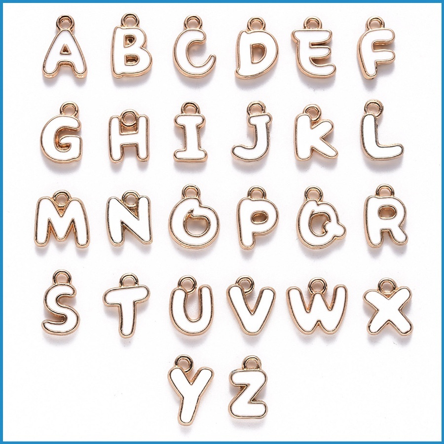 26 Pcs Double-sided Oil-dripping Alloy Letter Charms Multi-color Set, DIY Bracelet Earring Accessories