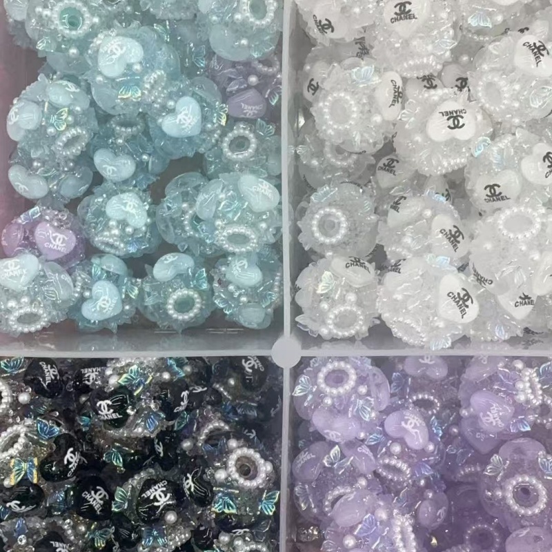 Girly Aesthetic Resin Spacer Beads with Logo Print & Pearl Details | Ornate DIY Pen Beads