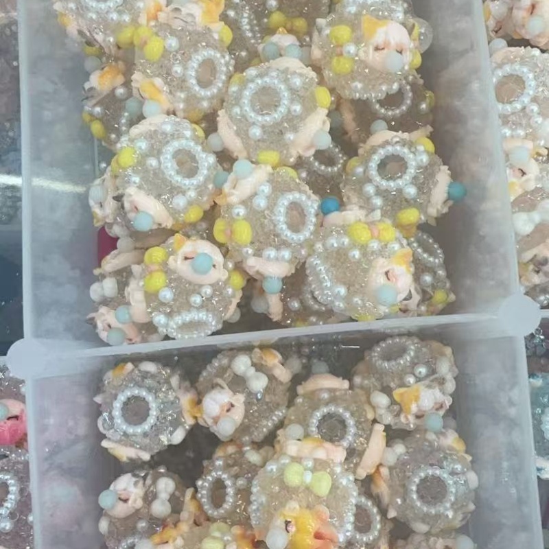 3D Cute Doll Spacer Beads with Bling Details | Pastel Pink Resin Beads for Crafts
