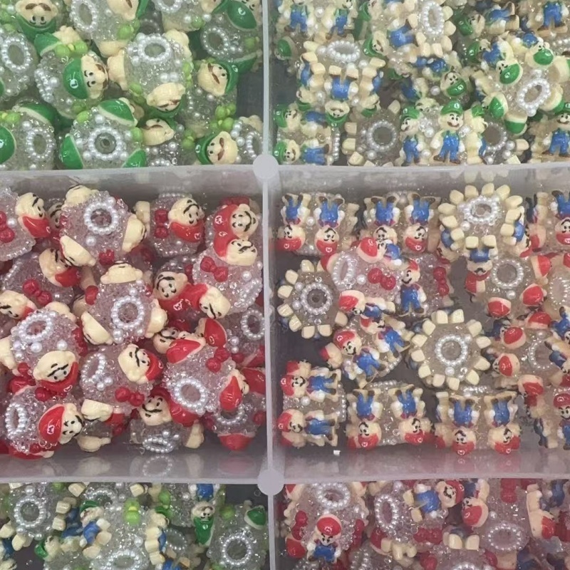 Mario & Luigi Themed Resin Beads with Sparkles | DIY Pen Making & Jewelry Supplies