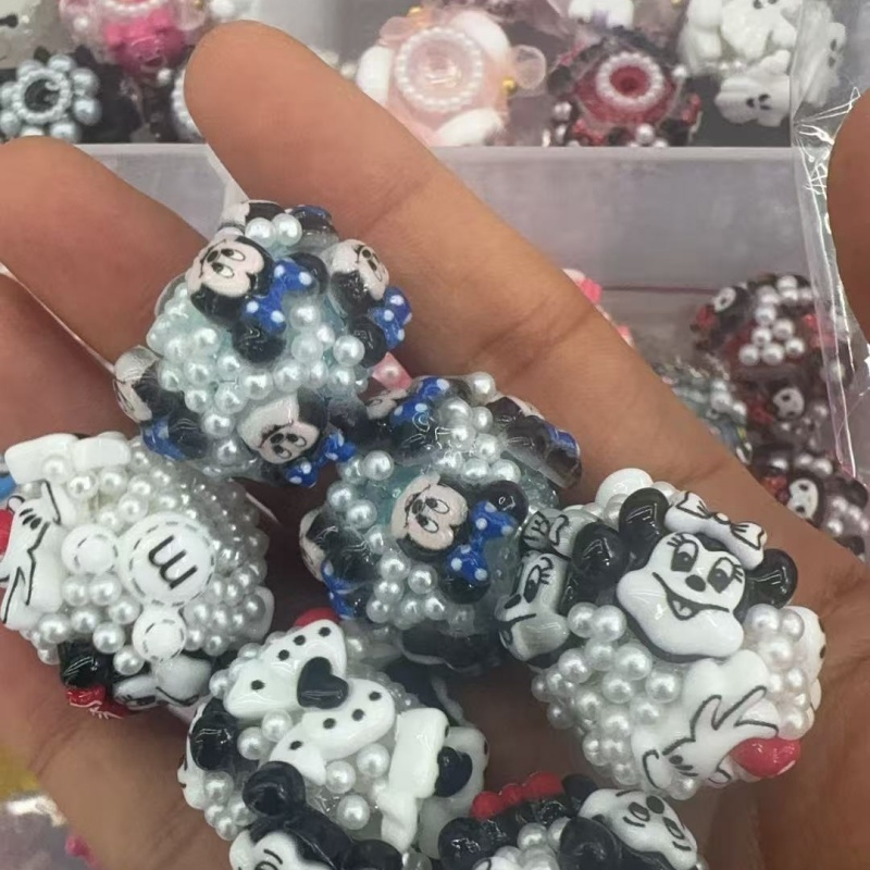 Bling Pearl Mickey/Minnie Resin Beads | Cute Disney Beads for DIY Crafts & Accessories