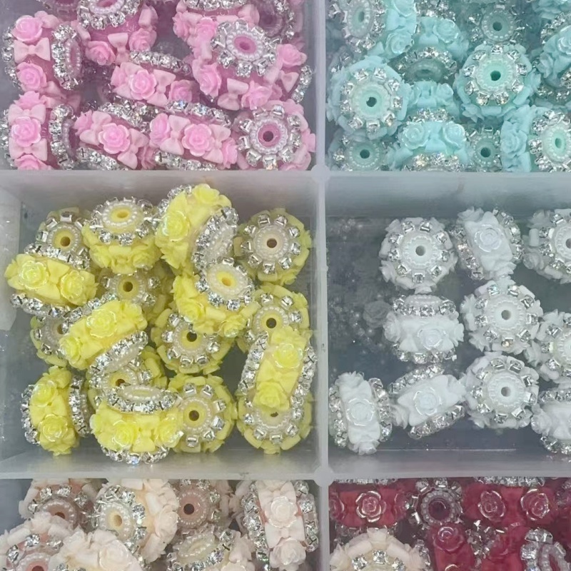 Bling Crystal Rose Beads | Ornate Resin Flower Charms for Handmade Pens & Accessories