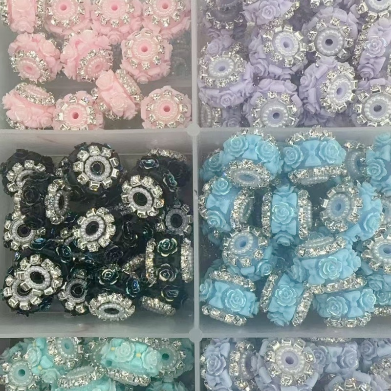 Bling Crystal Rose Beads | Ornate Resin Flower Charms for Handmade Pens & Accessories