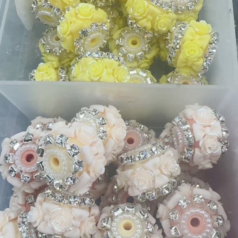 Bling Crystal Rose Beads | Ornate Resin Flower Charms for Handmade Pens & Accessories