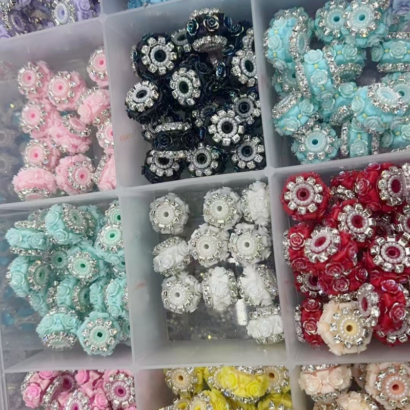Bling Crystal Rose Beads | Ornate Resin Flower Charms for Handmade Pens & Accessories