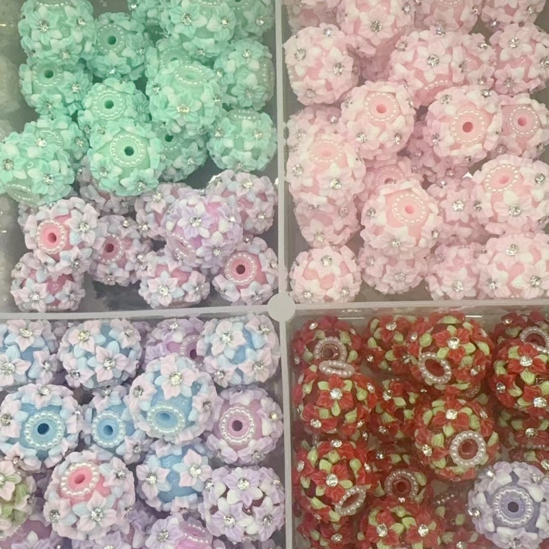 Kawaii Pastel Rose Resin Charms | Bling Pearl Flower Beads for Bracelet, Earrings & Decoration