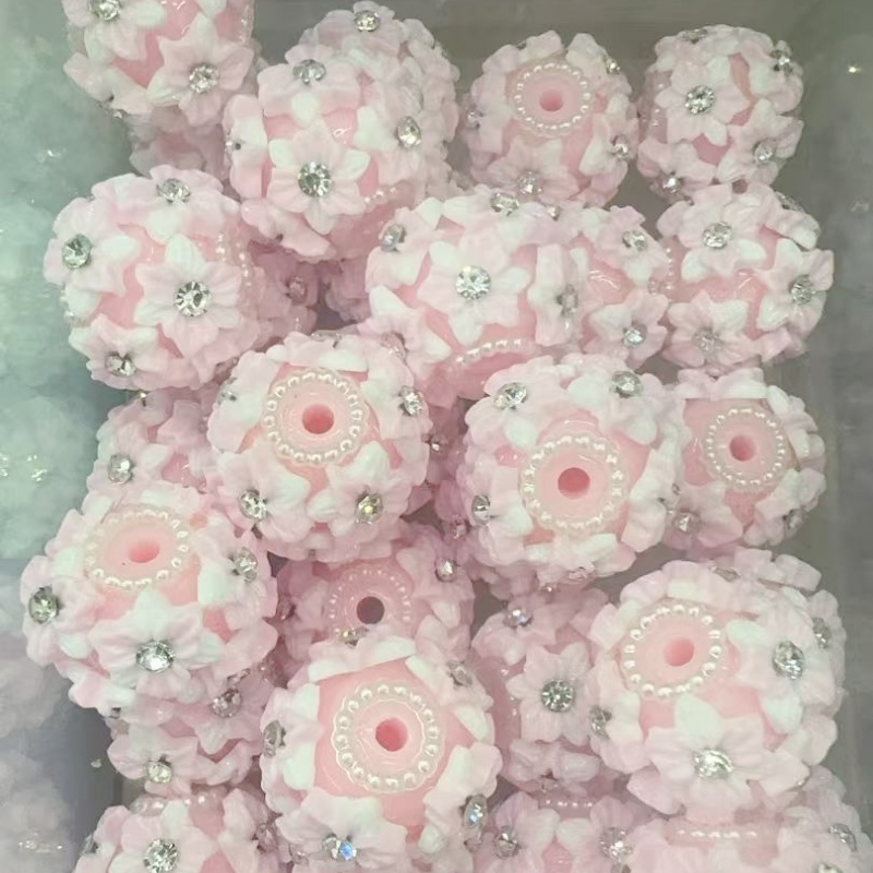 Kawaii Pastel Rose Resin Charms | Bling Pearl Flower Beads for Bracelet, Earrings & Decoration