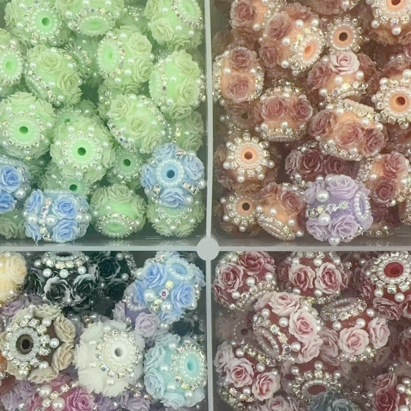 3D Flower Resin Beads with Pearl & Rhinestone Accents | Versatile DIY Beads for Pens & Bracelets