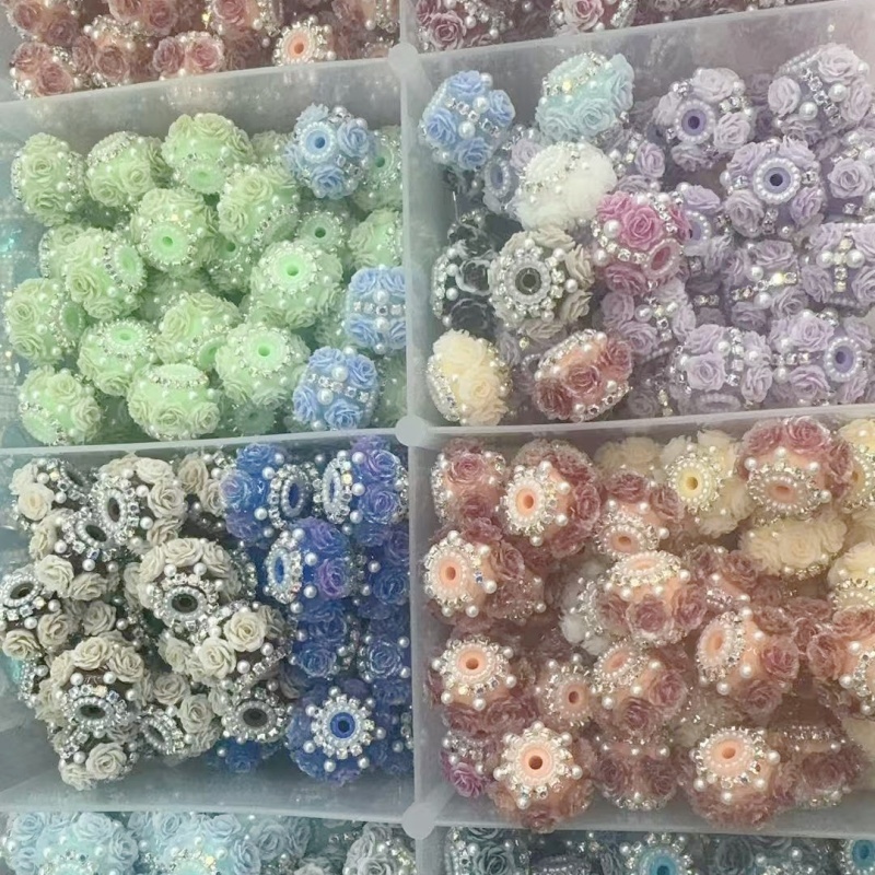 3D Flower Resin Beads with Pearl & Rhinestone Accents | Versatile DIY Beads for Pens & Bracelets