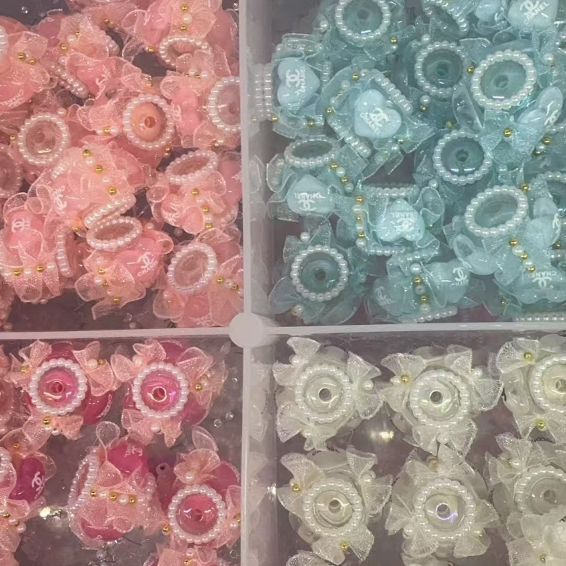 Pastel Tulle Flower Resin Beads with Pearls | Sheer Floral Spacer Beads for DIY Pens & Jewelry